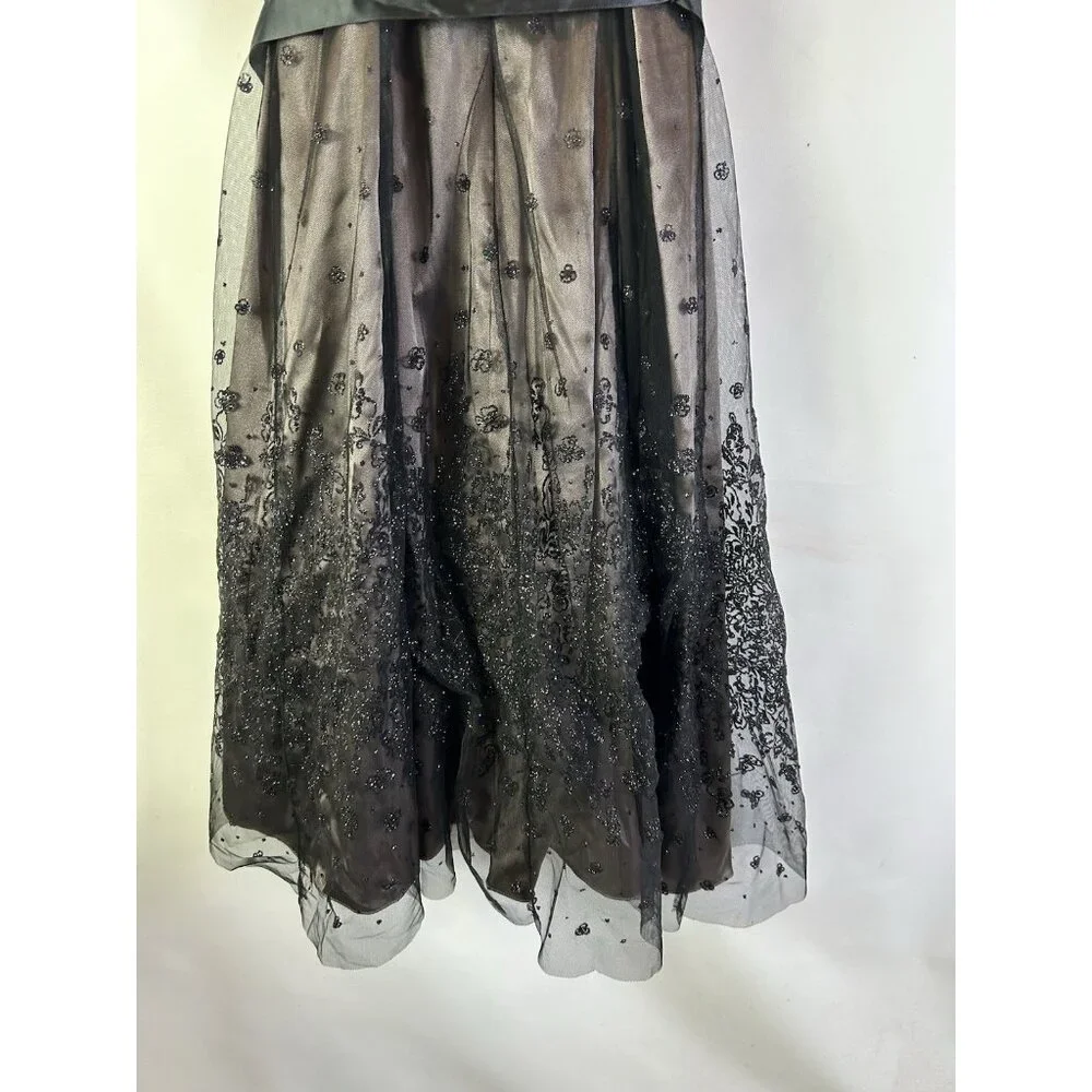 Vintage 90s Metalllic Floral Overlay Spaghetti Dress Whimsigoth Vamp - Picture 10 of 10